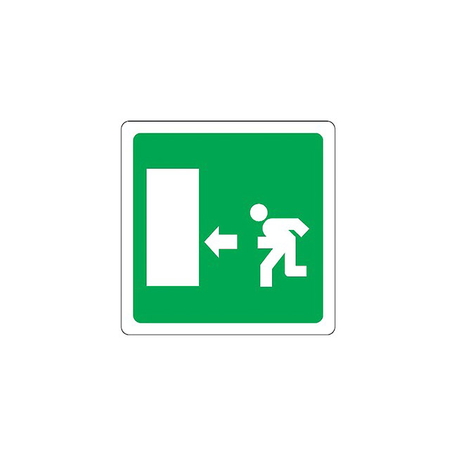 Cartello Sicurezza VSafety - 'Emergency Door Release' (Inglese) - 100x100 Mm, Fotoluminescente, Plastica 1 Mm, Conforme ISO 7010