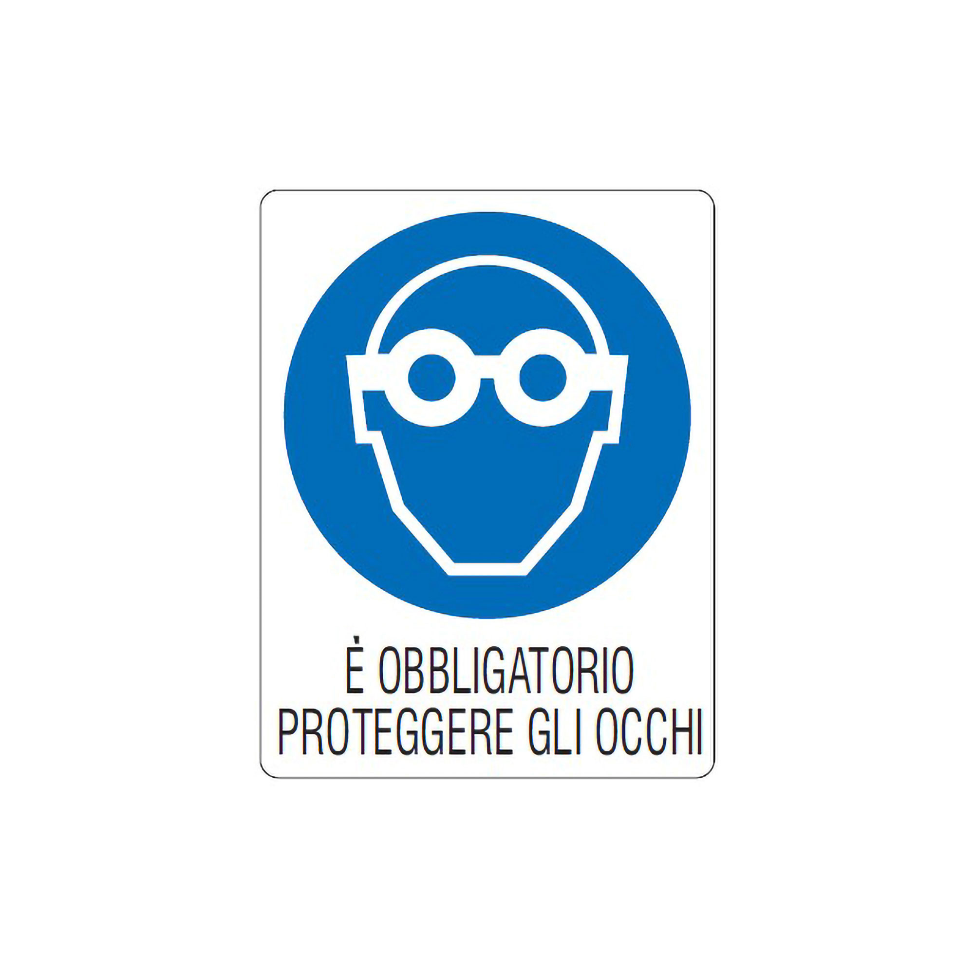Cartello Obbligo Protezione Occhi DPI – Adesivo In Vinile, 200x300 Mm, Rettangolare Verticale, Blu, Conforme ISO 7010